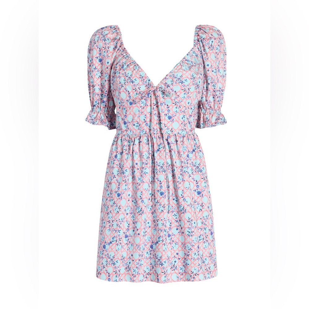 Hill House Ophelia Mini Dress Basketweave Vine Pink